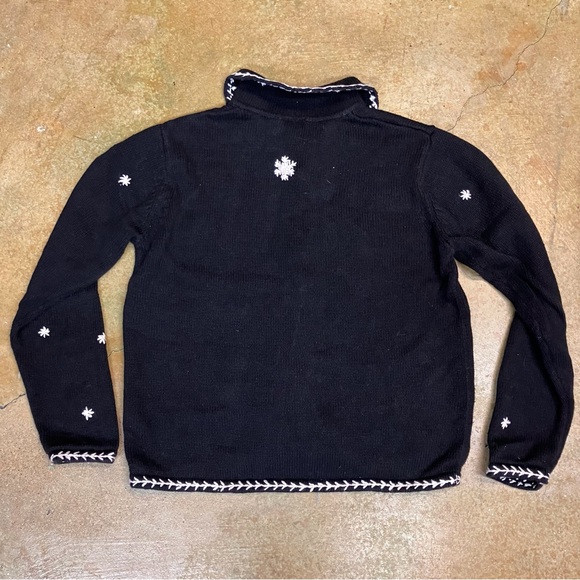 Erika Black Knit Cardigan with White Accents - Picture 5 of 6